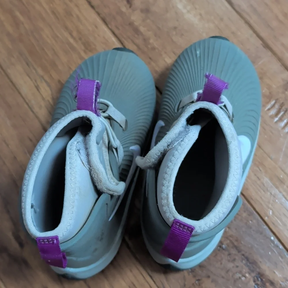 Nike Binzie Kids Rubber Rain Boots- Gray and Purple